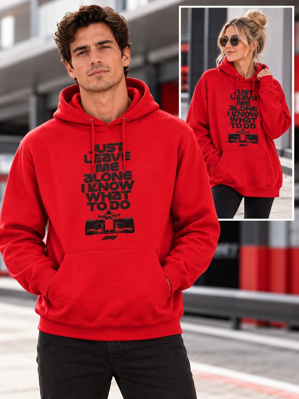 FORMULA 1 Kimi Räikkönen Just Leave Me Alone Red Hoodie Men’s Small F1 Ferrari